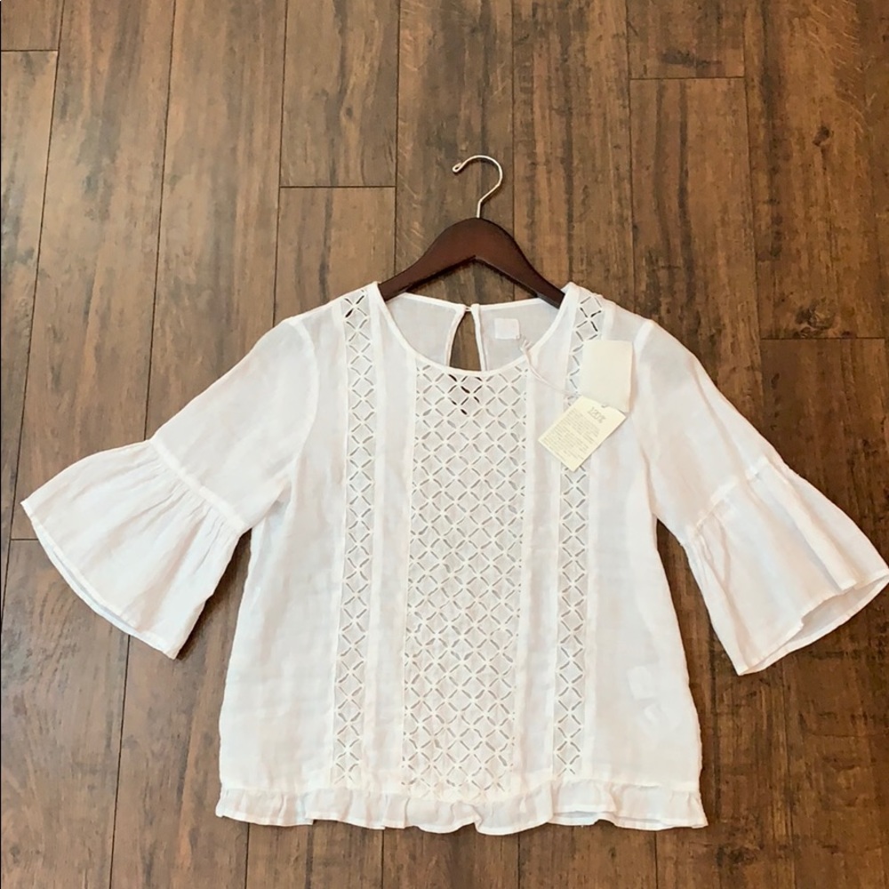 NWT 120% Lino White Linen Blouse